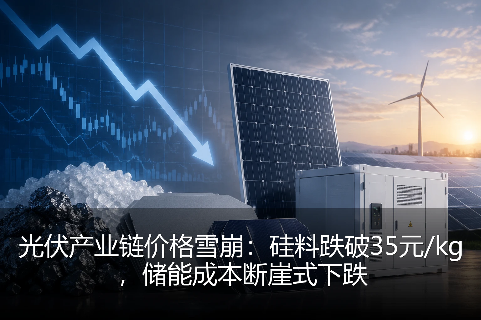 光伏产业链价格雪崩：硅料跌破35元/kg，储能成本断崖式下跌
